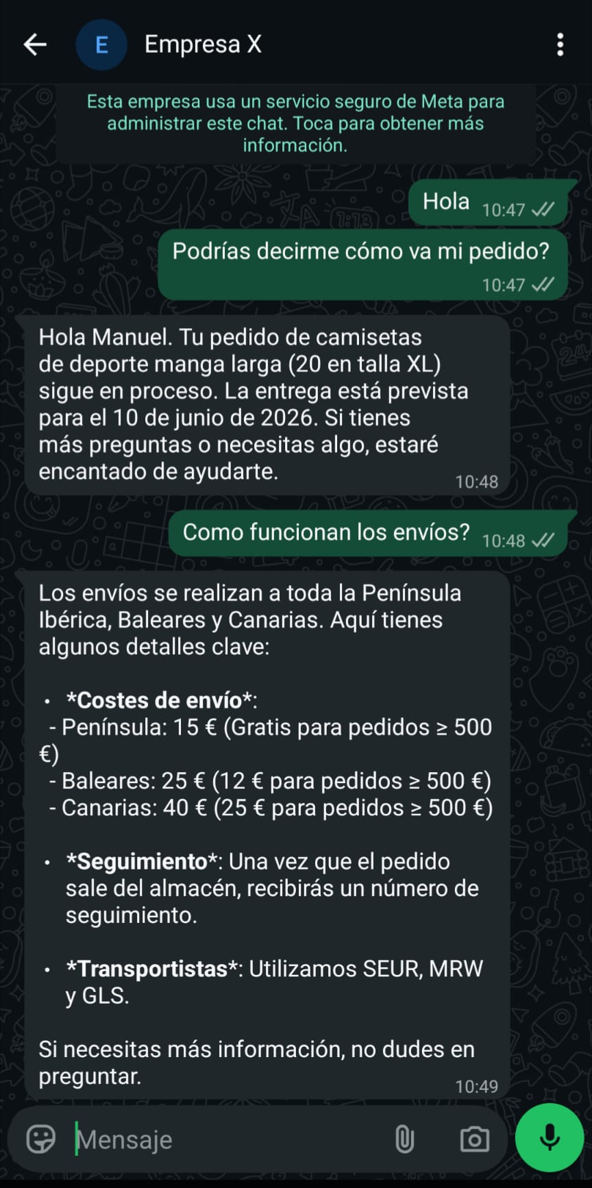 Asistente virtual multicanal en funcionamiento